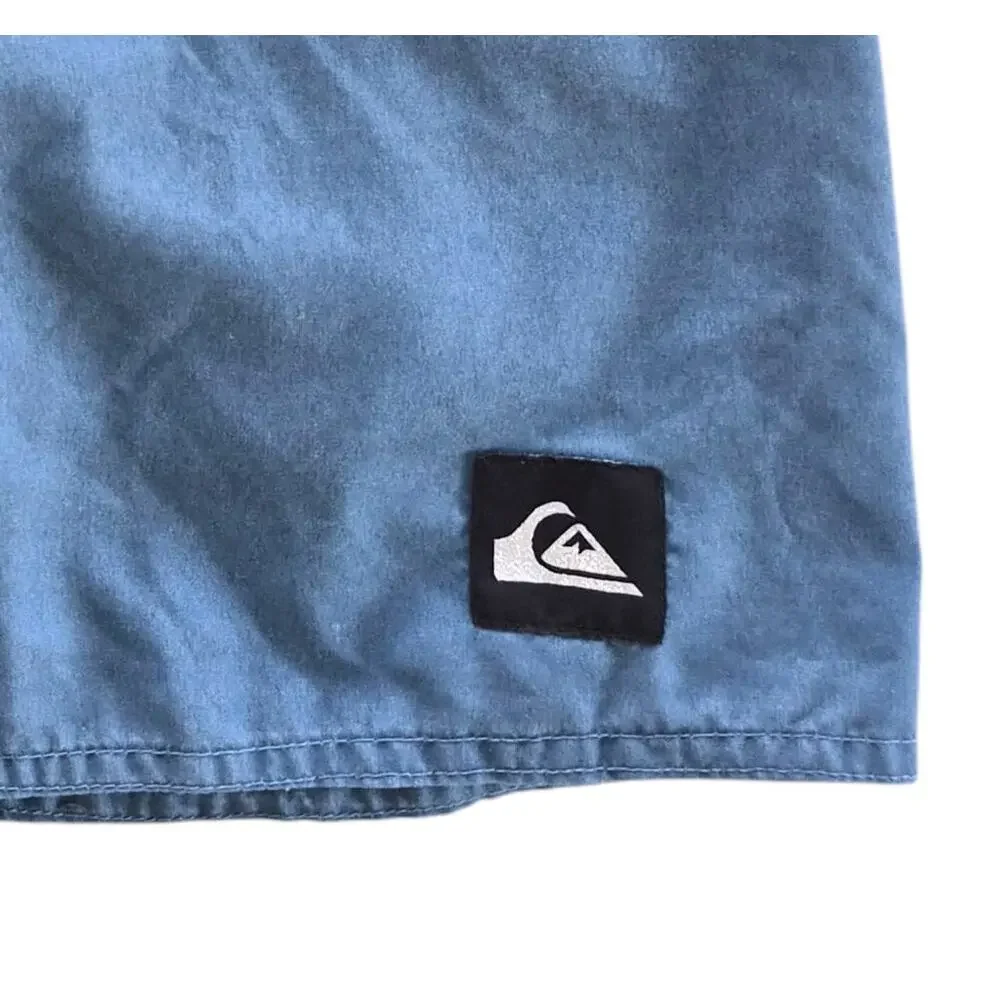 Quiksilver Mens Board Shorts Swim Trunks Sz 34 Colorful Orange Blue Logo Pocket